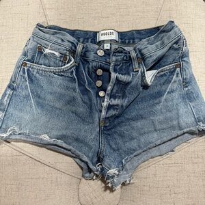 AGOLDE Women's Blue Denim Shorts Parker 24